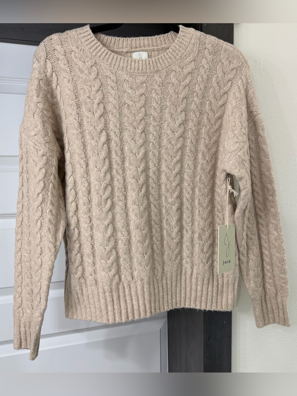 Joie Cable Knit Crewneck Sweater - Soft Beige women size S